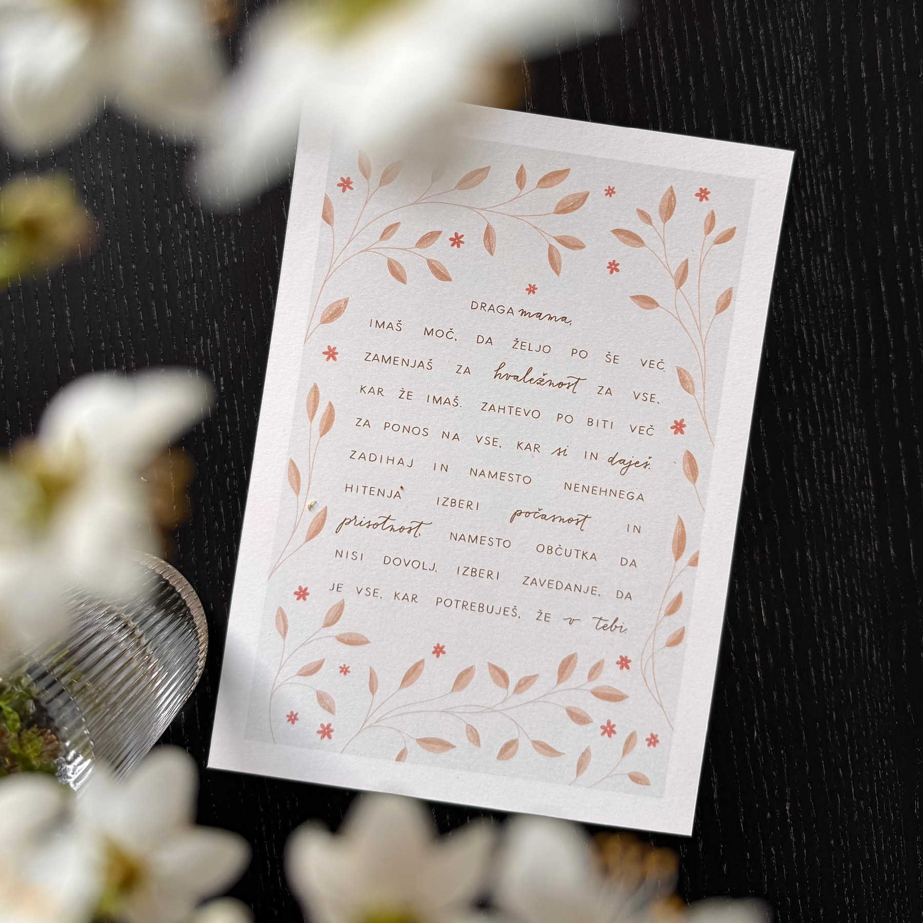 Print Vzpodbudna misel Draga Mama Vida Igličar Bež