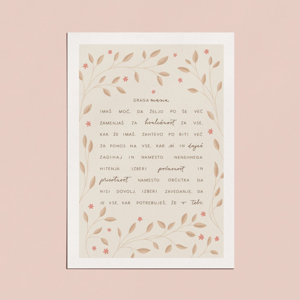 Print Vzpodnudna misel Draga Mama Vida Igličar Bež