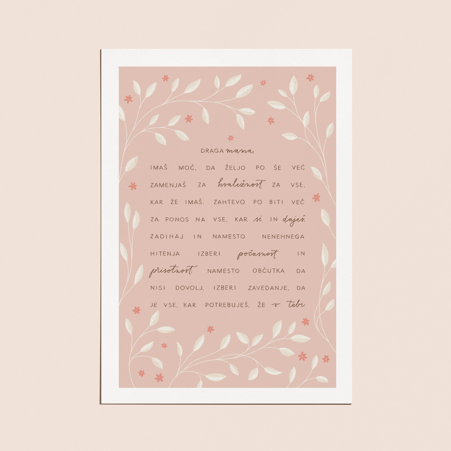 Print Vzpodbudna misel Draga Mama Vida Igličar Roza
